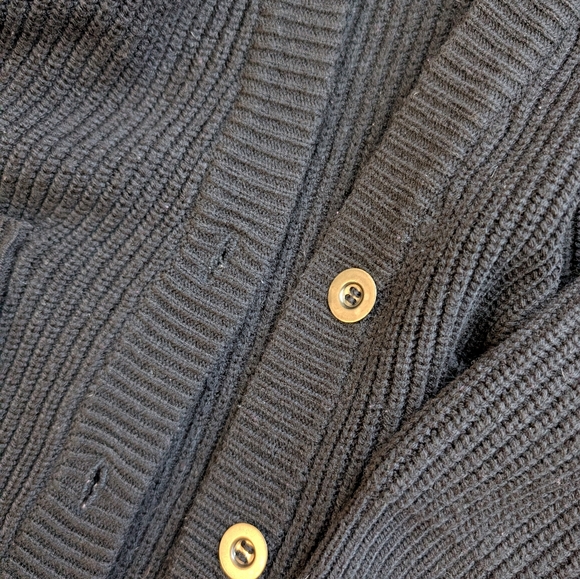 Black Ribbed Cardigan Sweater - Picture 3 of 6